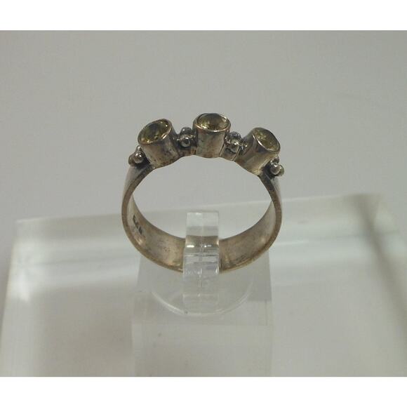 925 Sterling Silver Bali Design Ring Size 9.5 Vintage 3-Stone Balinese Style - Picture 1 of 10